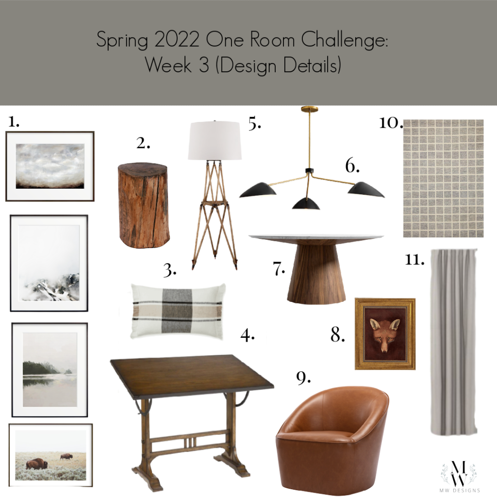 Spring 2022 ORC: Week 3 (Design Details) Follow along on this 8 week challenge as I makeover my husband's study into a rustic, modern, and masculine space.
